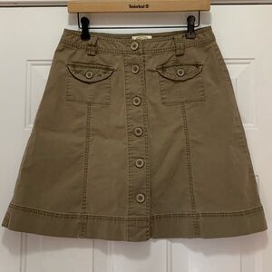 3/$15 Talbots Cotton Tan Button-Front Skirt Size 10 Petite